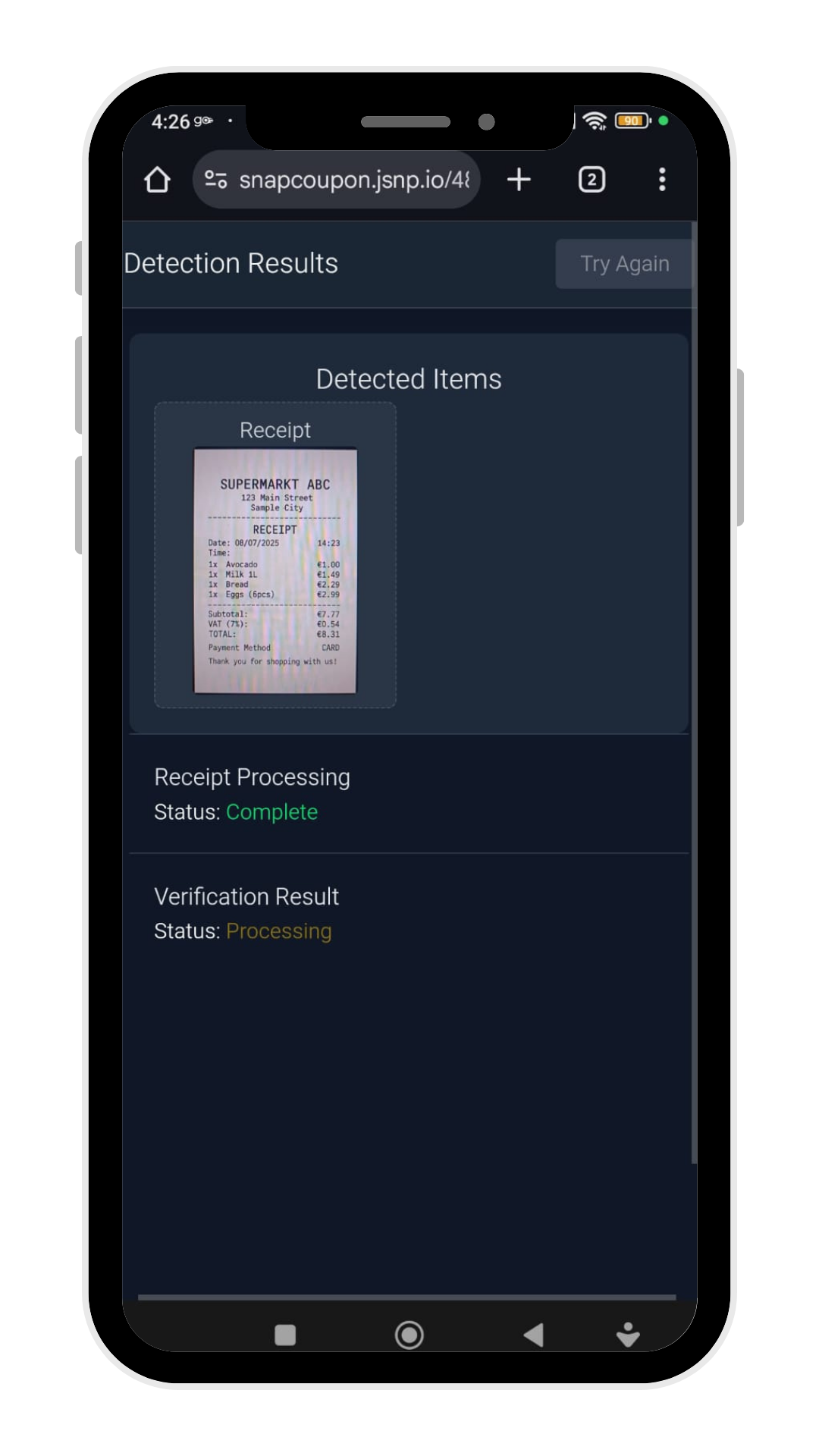SnapCoupon user journey: Wait for Approval